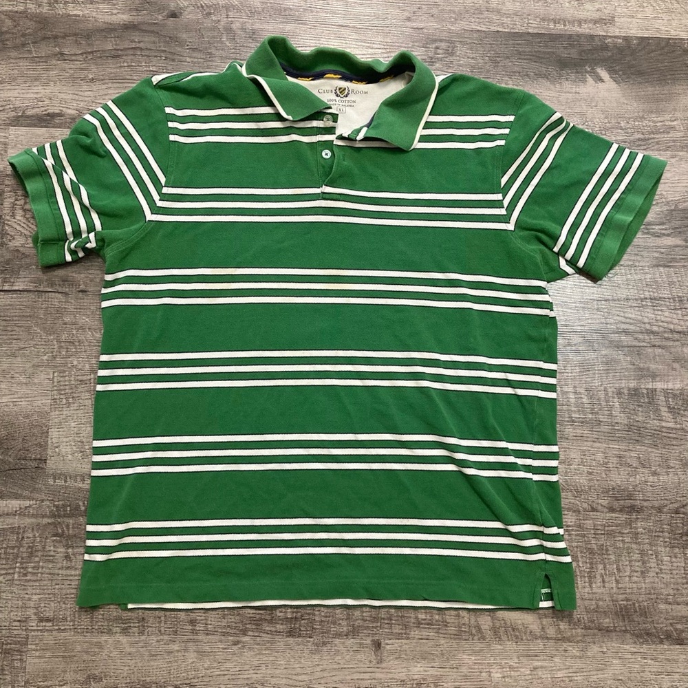 Men’s Green and White Polo